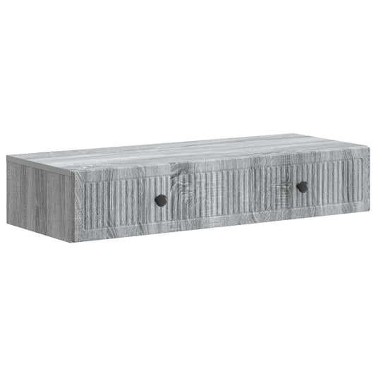 vidaXL Wall-Mounted Side Table Grey Sonoma 87.5 x 34.5 x 17 cm
