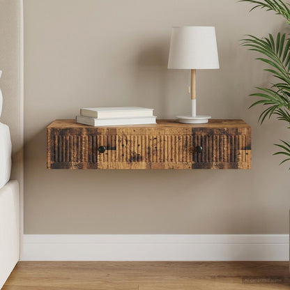 vidaXL Wall-Mounted Side Table Old Wood 87.5 x 34.5 x 17 cm
