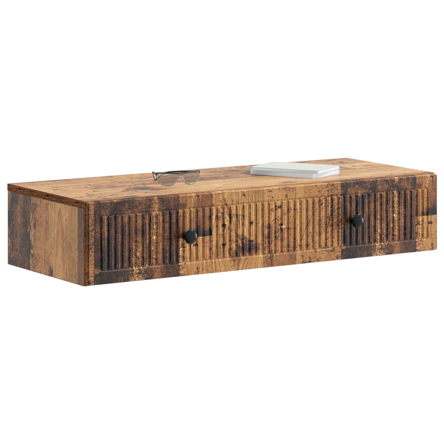 vidaXL Wall-Mounted Side Table Old Wood 87.5 x 34.5 x 17 cm