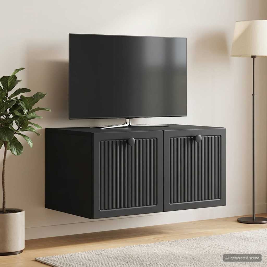 vidaXL Wall-Mounted TV Cabinet Black 59.5 x 41 x 30 cm Engineered Wood