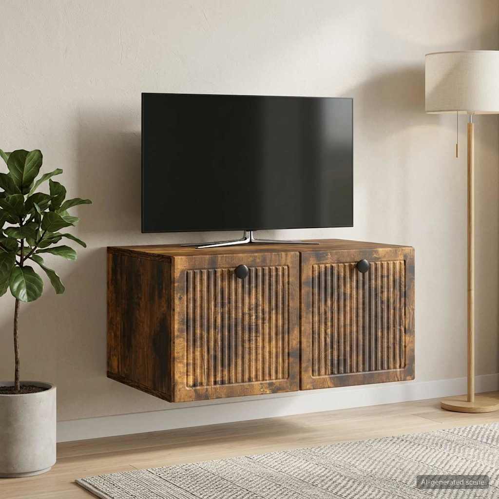 vidaXL Wall-Mounted TV Cabinet Smoked Oak 59.5 x 41 x 30 cm