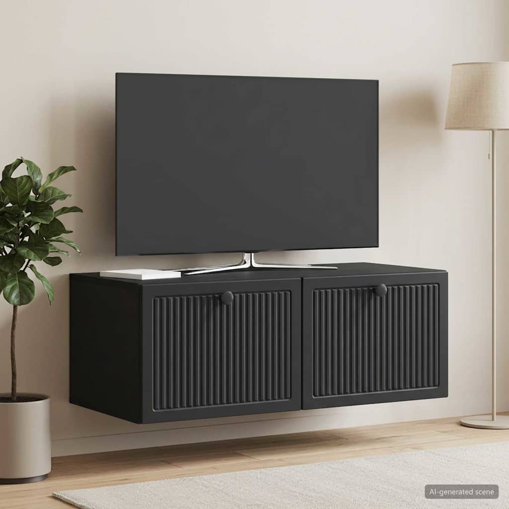 vidaXL Wall-Mounted TV Cabinet Black 78.5 x 41 x 30 cm Engineered Wood