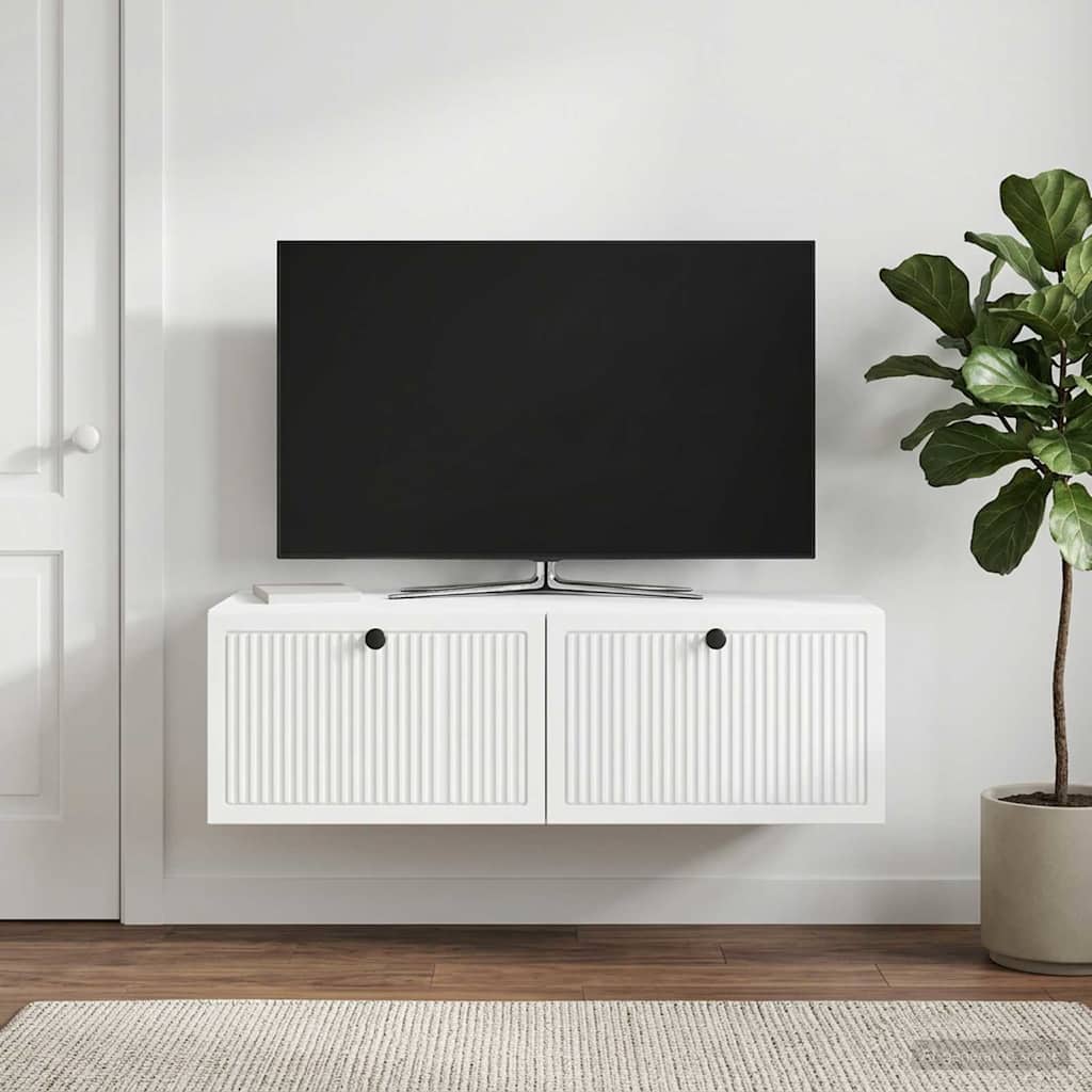 vidaXL Wall-Mounted TV Cabinet White 98 x 41 x 30 cm Engineered Wood