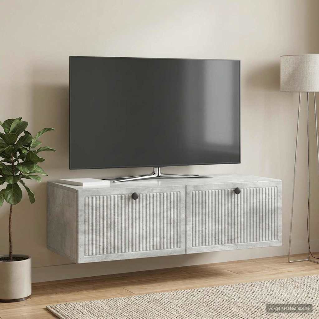 vidaXL Wall-Mounted TV Cabinet Concrete Grey 98 x 41 x 30 cm