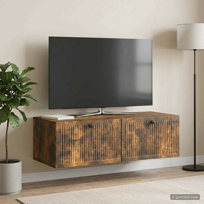 vidaXL Wall-Mounted TV Cabinet Wall-mounted Smoked Oak 98 x 41 x 30 cm