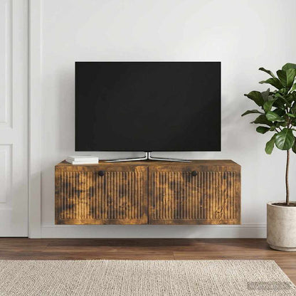 vidaXL Wall-Mounted TV Cabinet Wall-mounted Smoked Oak 98 x 41 x 30 cm