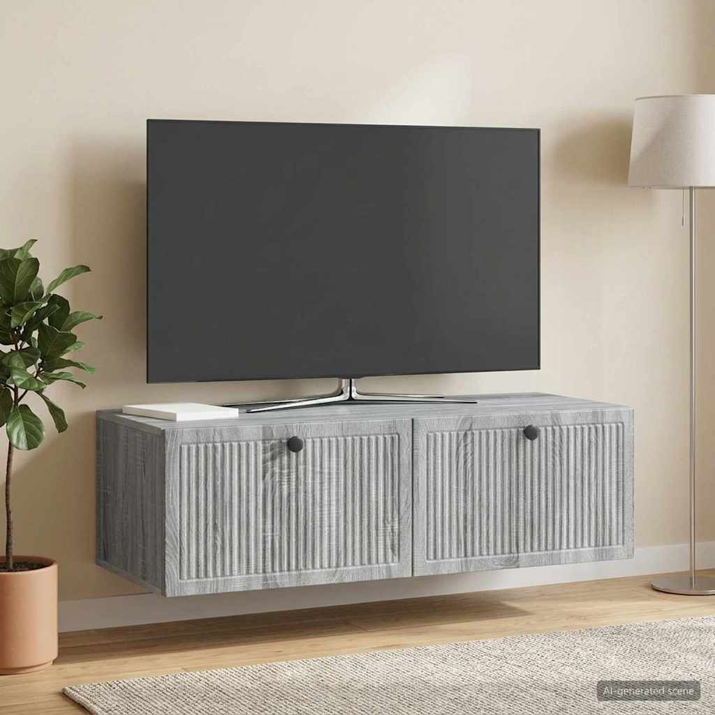 vidaXL Wall-Mounted TV Cabinet Grey Sonoma 98 x 41 x 30 cm