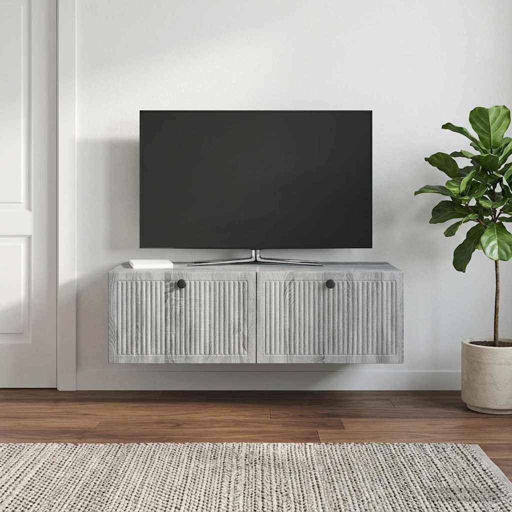 vidaXL Wall-Mounted TV Cabinet Grey Sonoma 98 x 41 x 30 cm