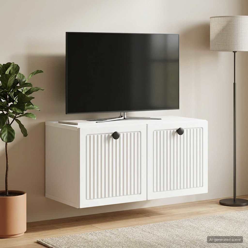vidaXL Wall-Mounted TV Cabinet White 59.5 x 31 x 30 cm Engineered Wood