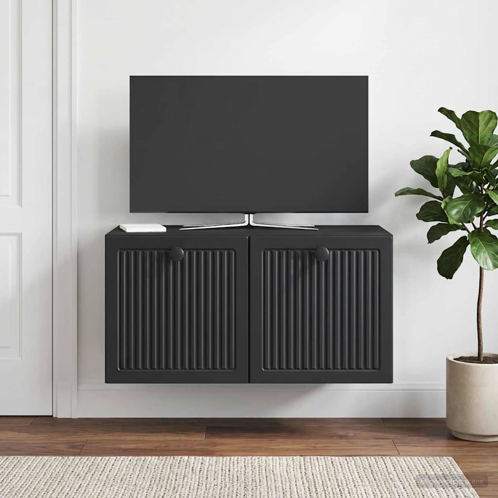 vidaXL Wall-Mounted TV Cabinet Black 59.5 x 31 x 30 cm Engineered Wood