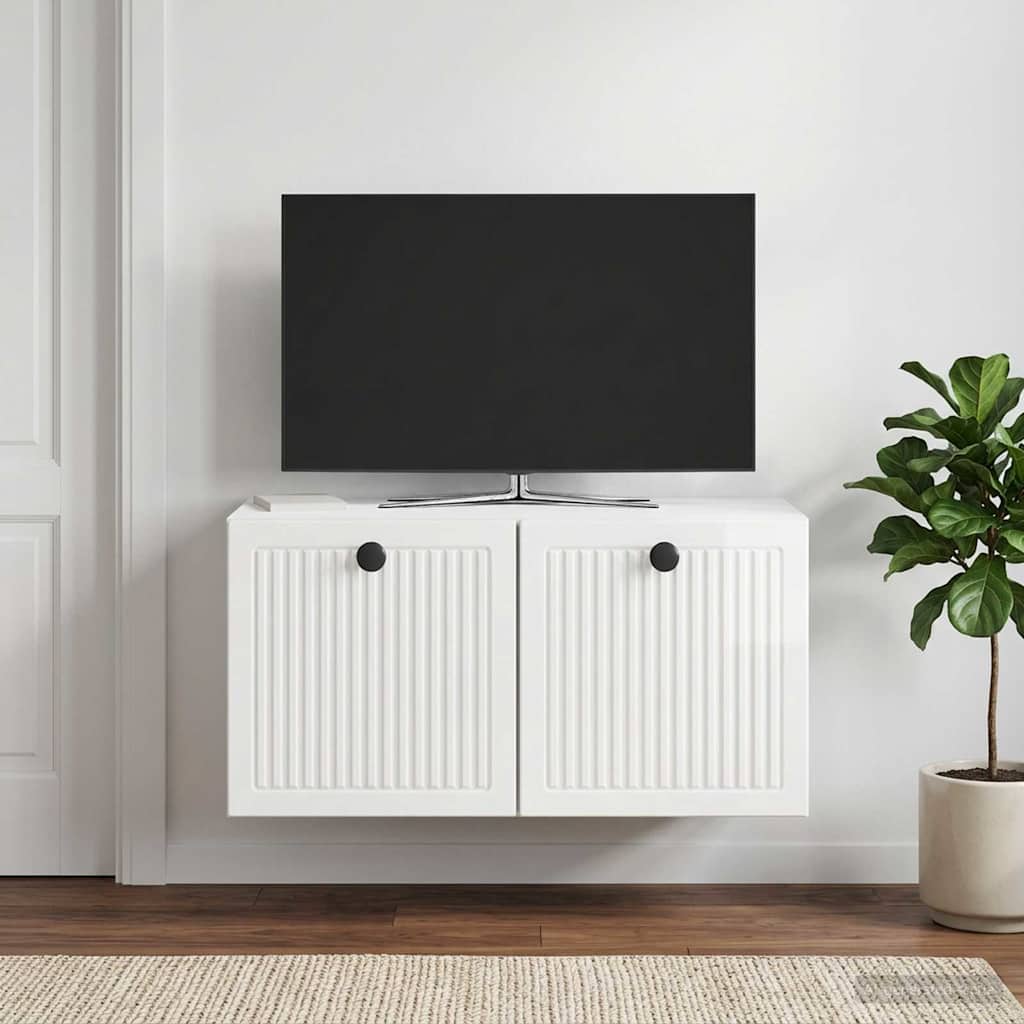 vidaXL Wall-Mounted TV Cabinet High Gloss White 59.5 x 31 x 30 cm