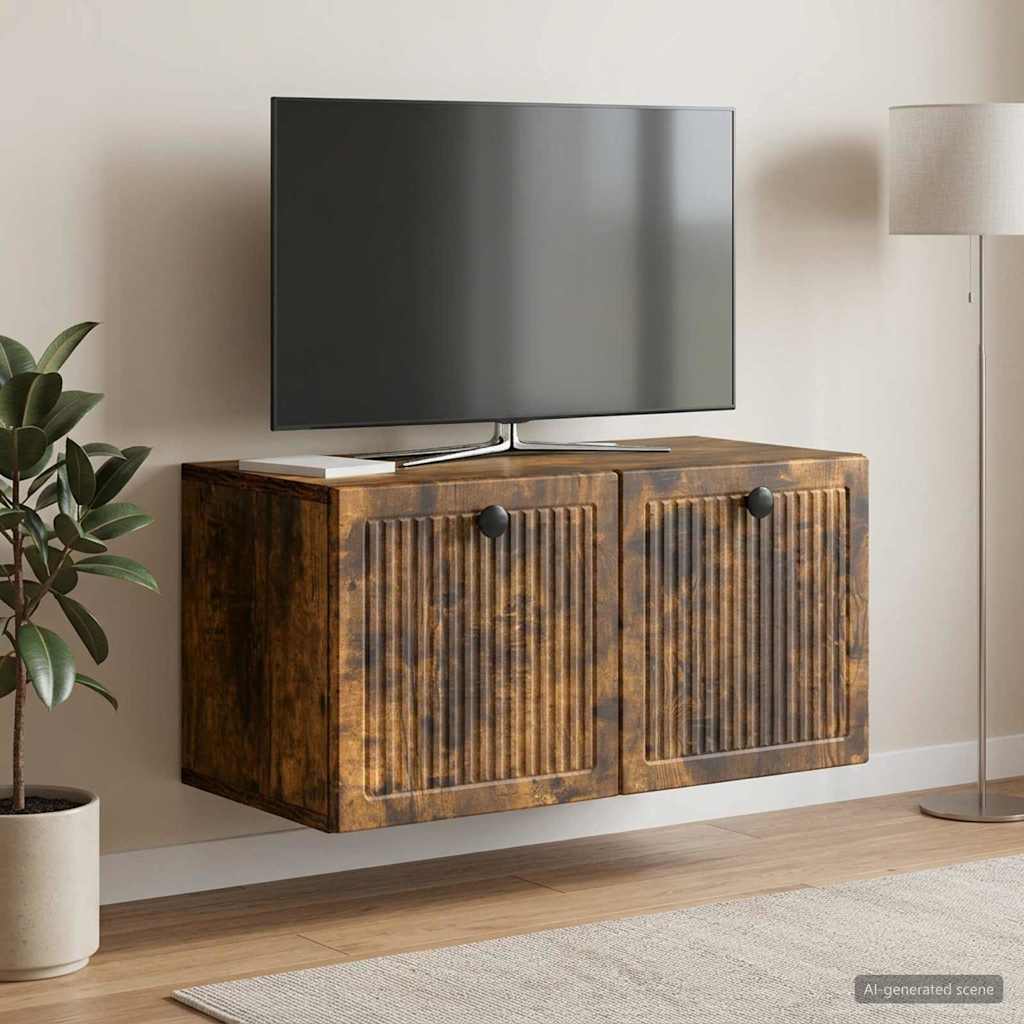 vidaXL Wall-Mounted TV Cabinet Smoked Oak 59.5 x 31 x 30 cm