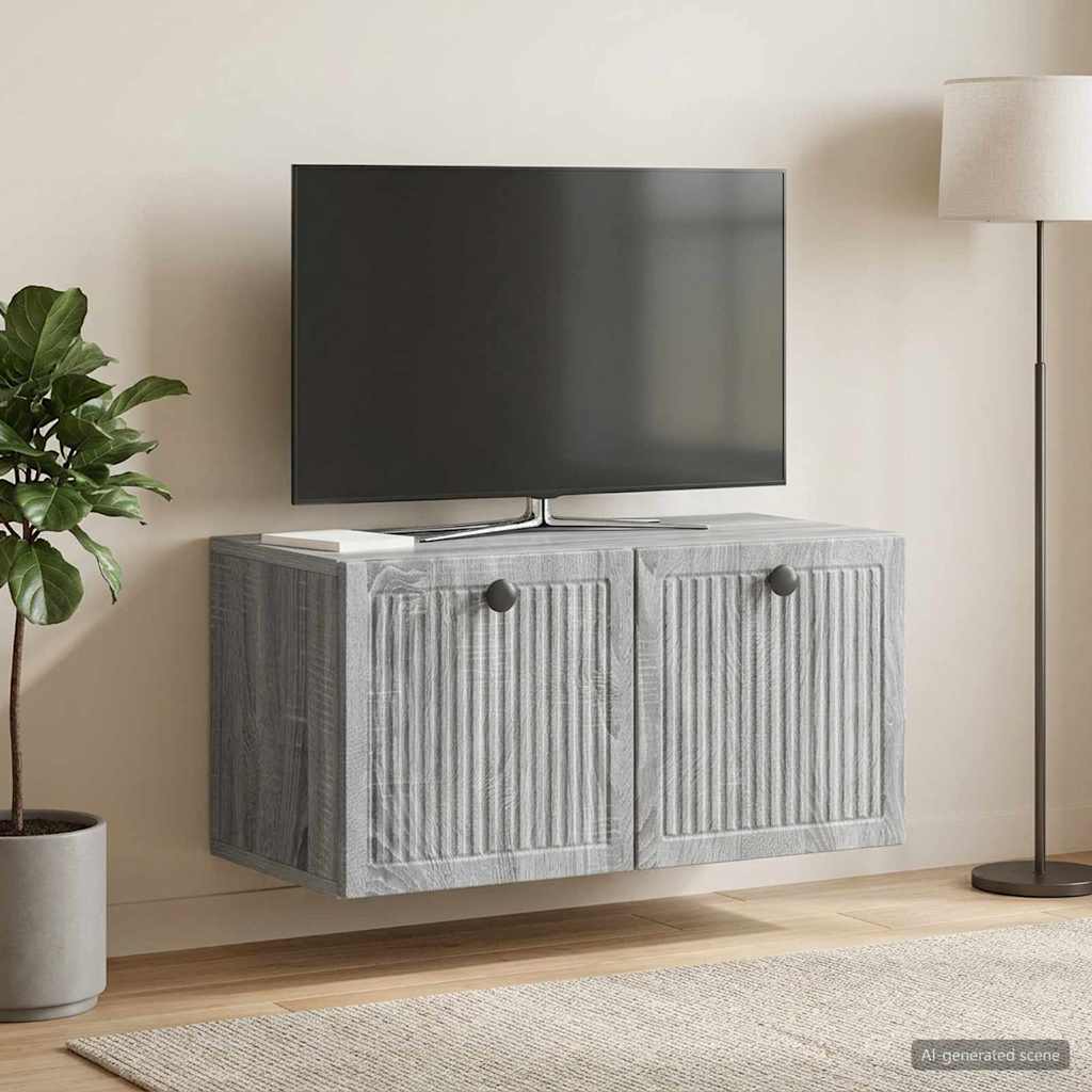 vidaXL Wall-Mounted TV Cabinet Grey Sonoma 59.5 x 31 x 30 cm