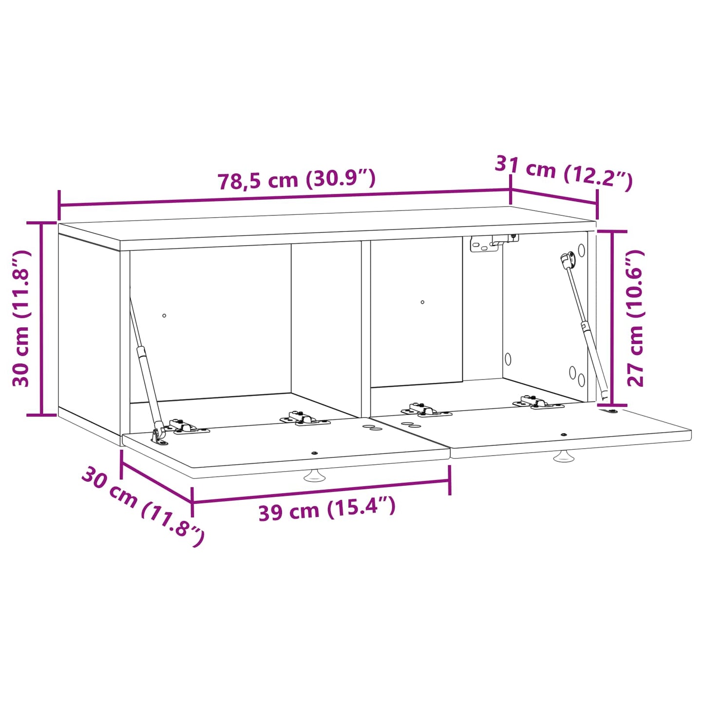 vidaXL Wall-Mounted TV Cabinet White 78.5 x 31 x 30 cm Engineered Wood