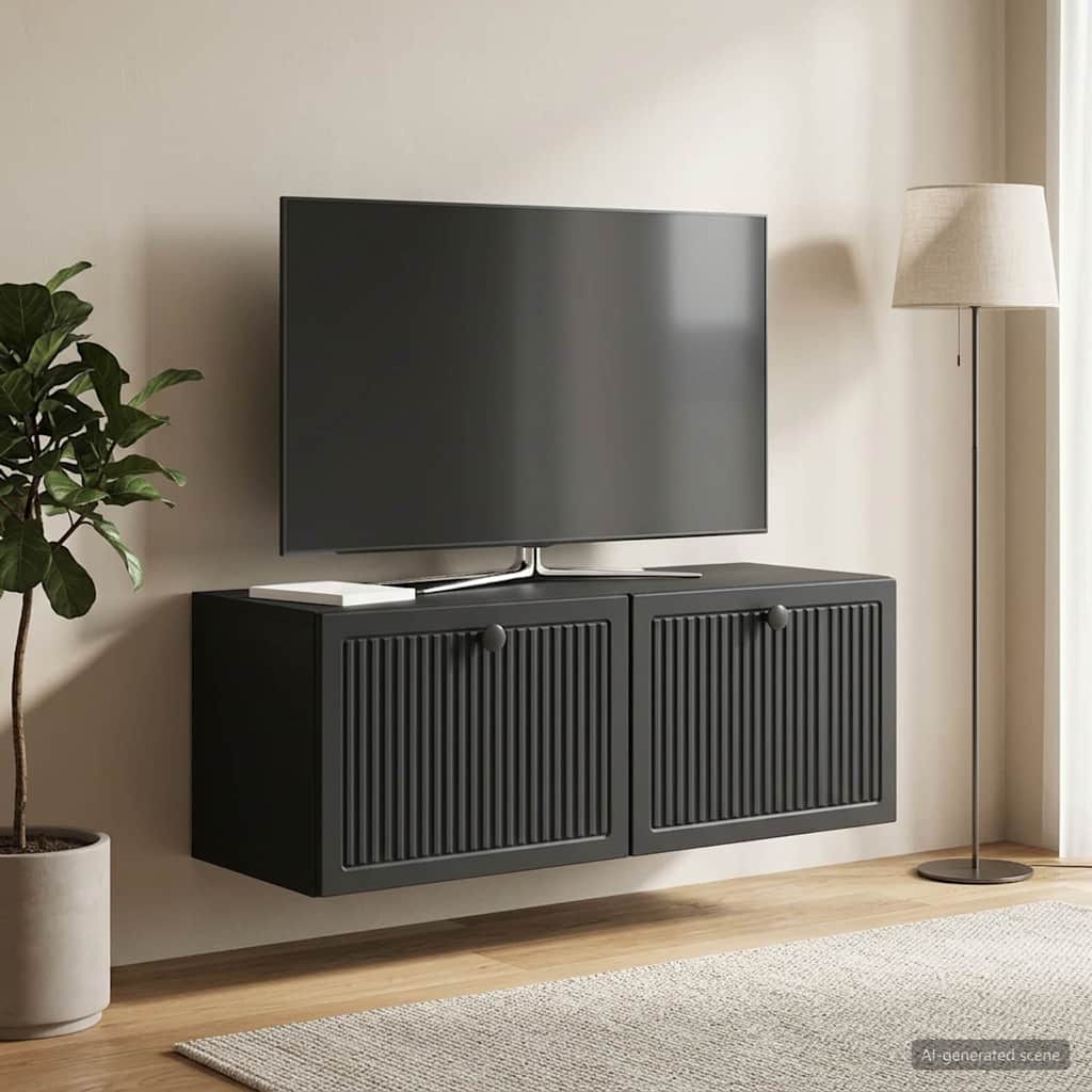 vidaXL Wall-Mounted TV Cabinet Black 78.5 x 31 x 30 cm Engineered Wood