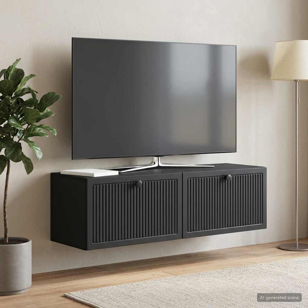 vidaXL Wall-Mounted TV Cabinet Black 98 x 31 x 30 cm Engineered Wood
