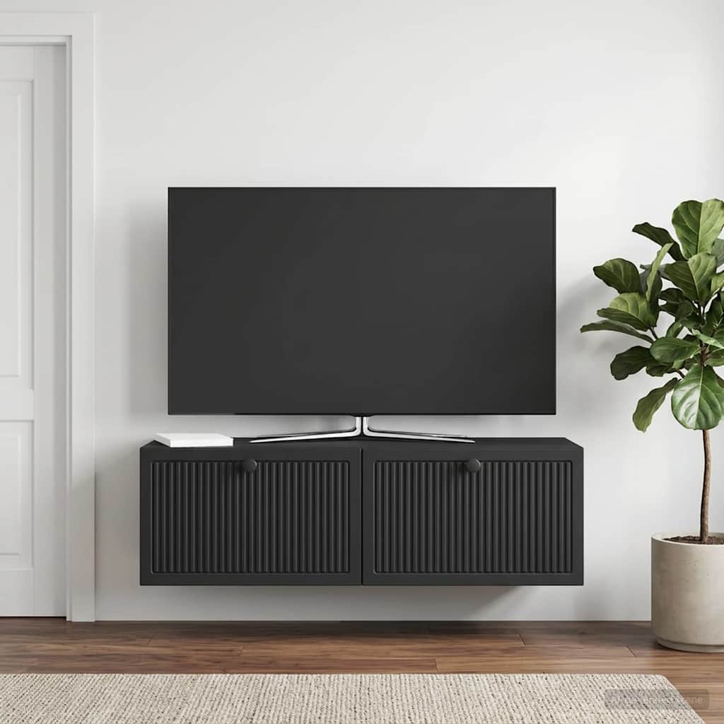 vidaXL Wall-Mounted TV Cabinet Black 98 x 31 x 30 cm Engineered Wood