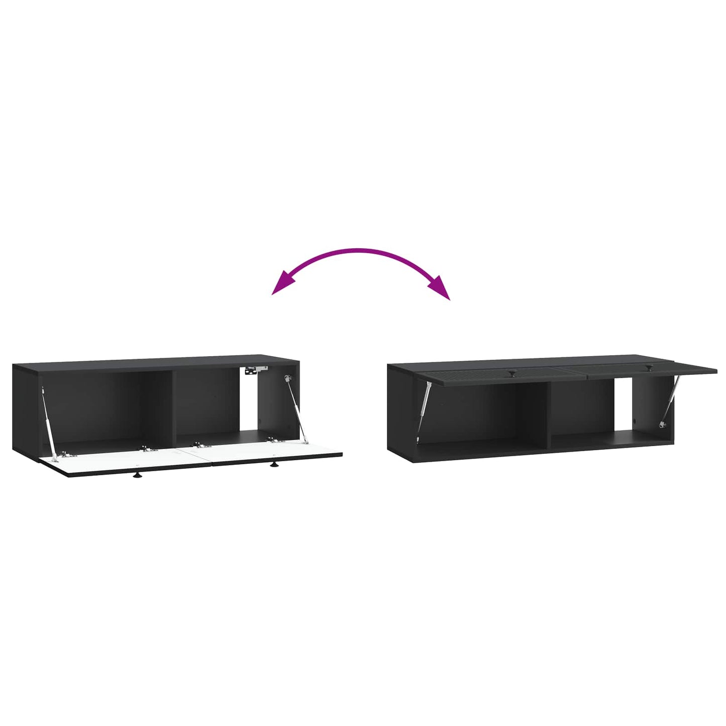 vidaXL Wall-Mounted TV Cabinet Black 98 x 31 x 30 cm Engineered Wood