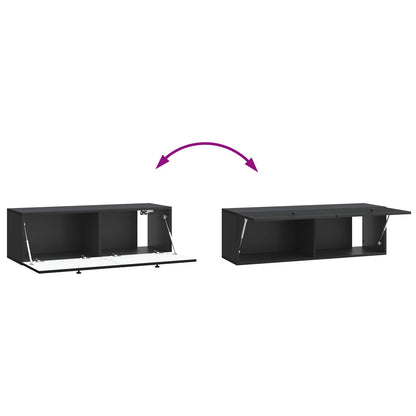 vidaXL Wall-Mounted TV Cabinet Black 98 x 31 x 30 cm Engineered Wood