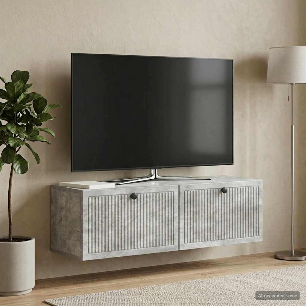 vidaXL Wall-Mounted TV Cabinet Concrete Grey 98 x 31 x 30 cm