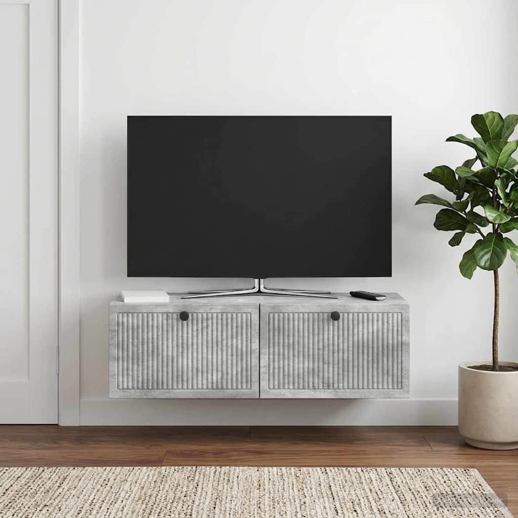 vidaXL Wall-Mounted TV Cabinet Concrete Grey 98 x 31 x 30 cm