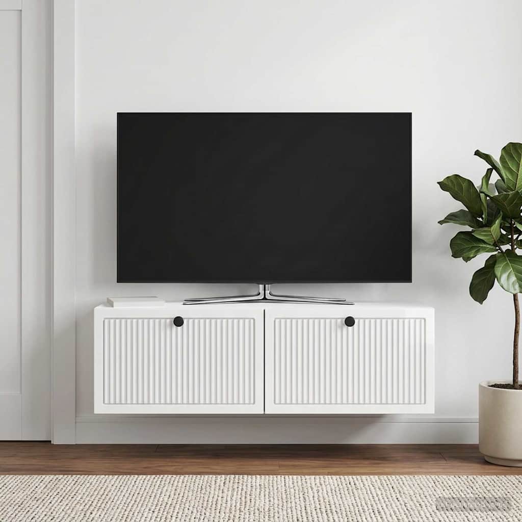 vidaXL Wall-Mounted TV Cabinet High Gloss White 98 x 31 x 30 cm