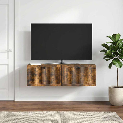 vidaXL Wall-Mounted TV Cabinet Wall-mounted Smoked Oak 98 x 31 x 30 cm