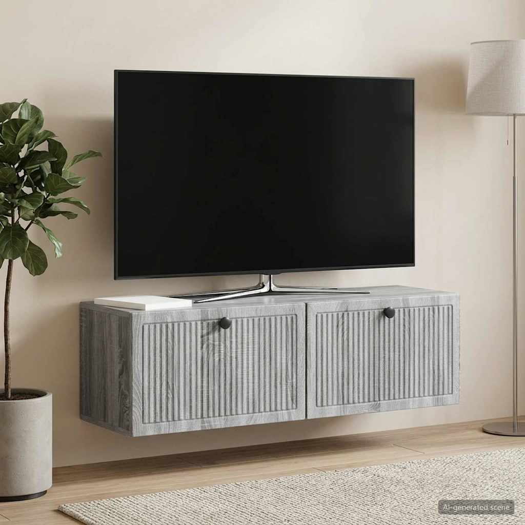 vidaXL Wall-Mounted TV Cabinet Grey Sonoma 98 x 31 x 30 cm