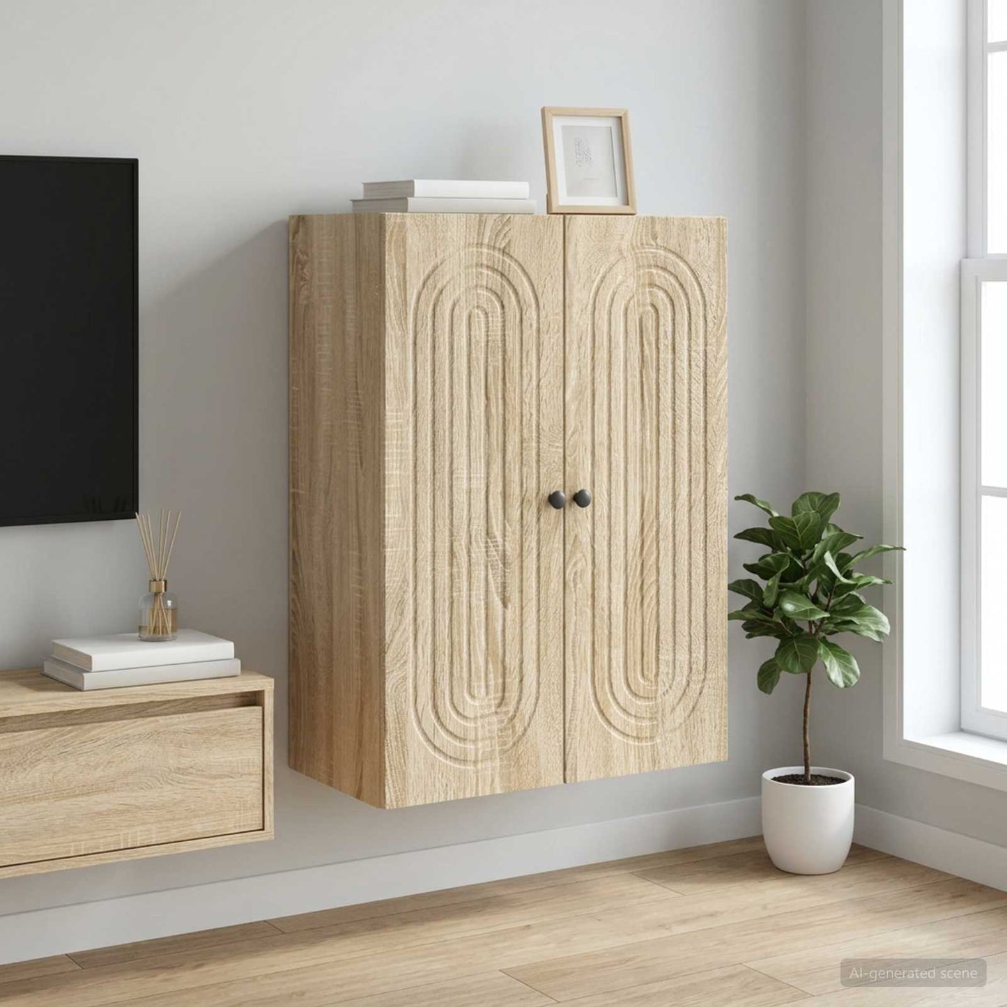 vidaXL Wall-Mounted Cabinet Sonoma Oak 66 x 34.5 x 90 cm