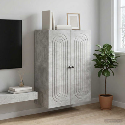 vidaXL Wall-Mounted Cabinet Concrete Grey 66 x 34.5 x 90 cm