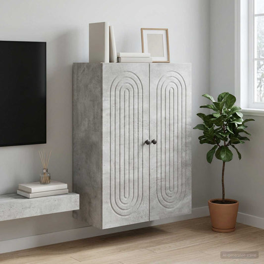 vidaXL Wall-Mounted Cabinet Concrete Grey 66 x 34.5 x 90 cm