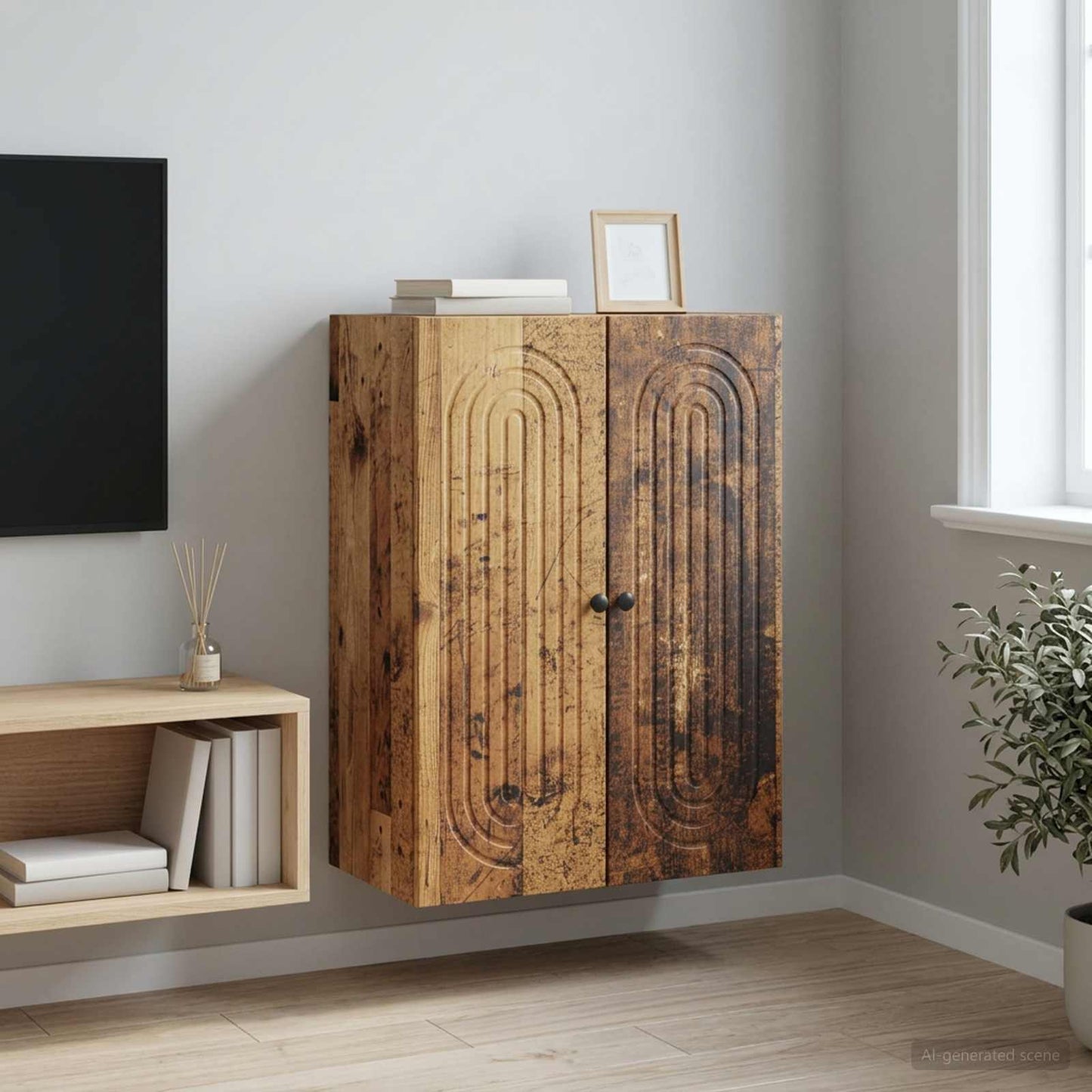 vidaXL Wall-Mounted Cabinet Old Wood 66 x 34.5 x 90 cm Engineered Wood
