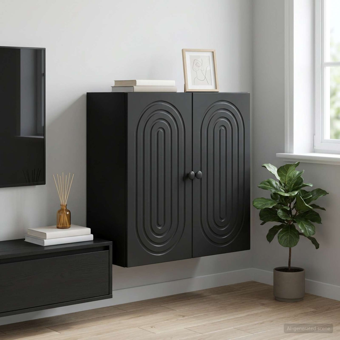 vidaXL Wall-Mounted Cabinet Black 59 x 31 x 60 cm Engineered Wood