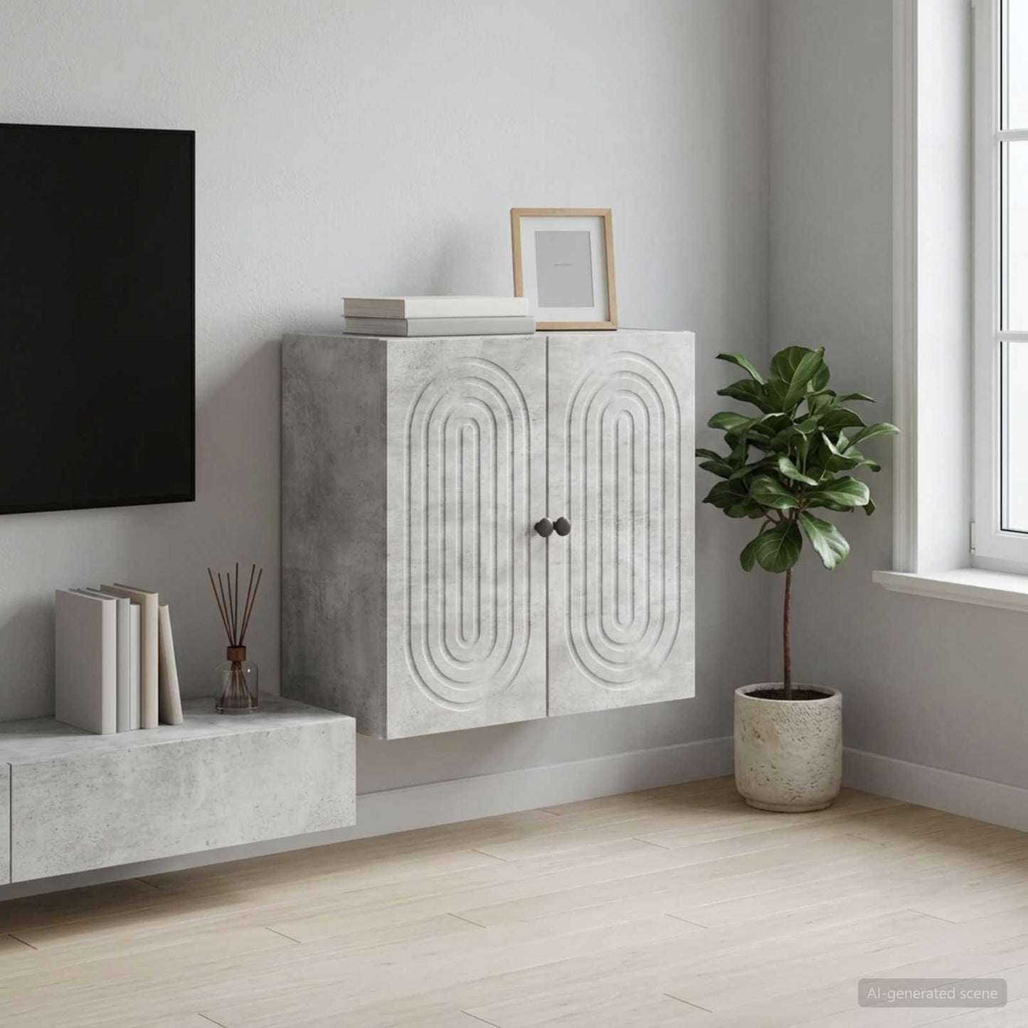 vidaXL Wall-Mounted Cabinet Concrete Grey 59 x 31 x 60 cm
