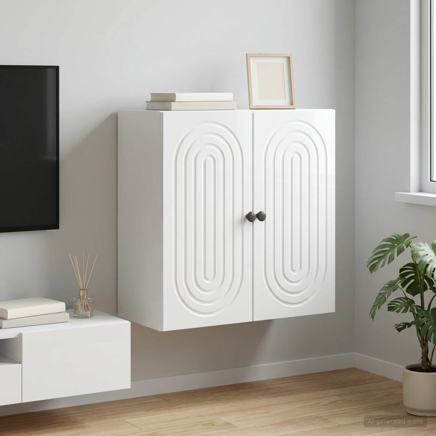 vidaXL Wall-Mounted Cabinet High Gloss White 59 x 31 x 60 cm