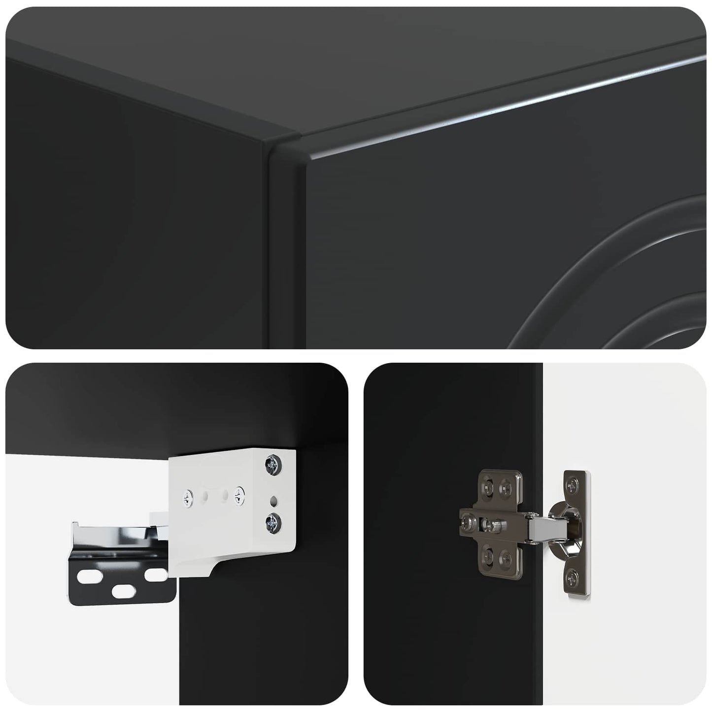 vidaXL Wall-Mounted Cabinet Black 33 x 34.5 x 90 cm Engineered Wood