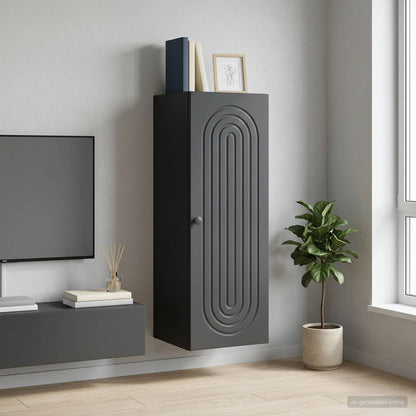 vidaXL Wall-Mounted Cabinet Black 33 x 34.5 x 90 cm Engineered Wood