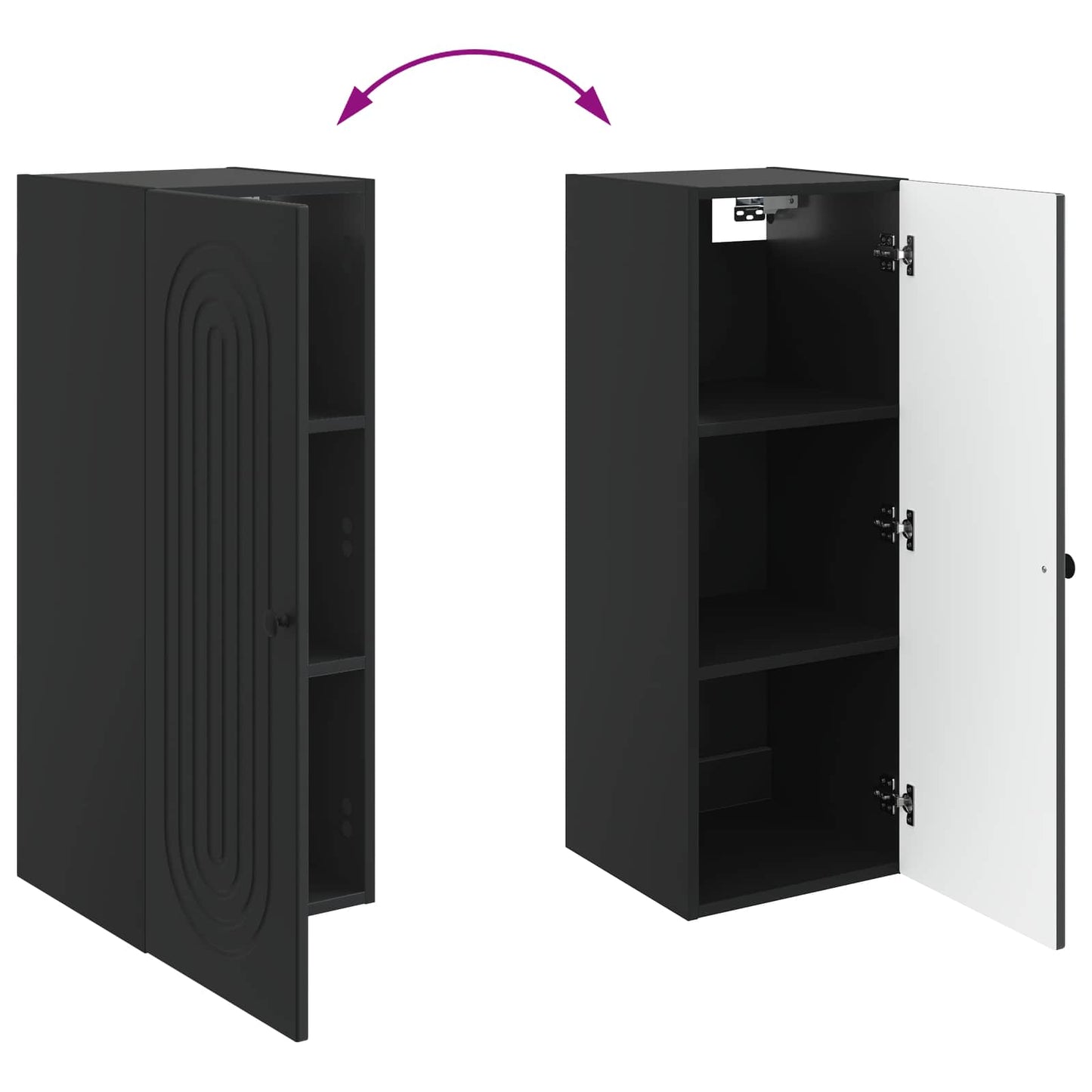 vidaXL Wall-Mounted Cabinet Black 33 x 34.5 x 90 cm Engineered Wood