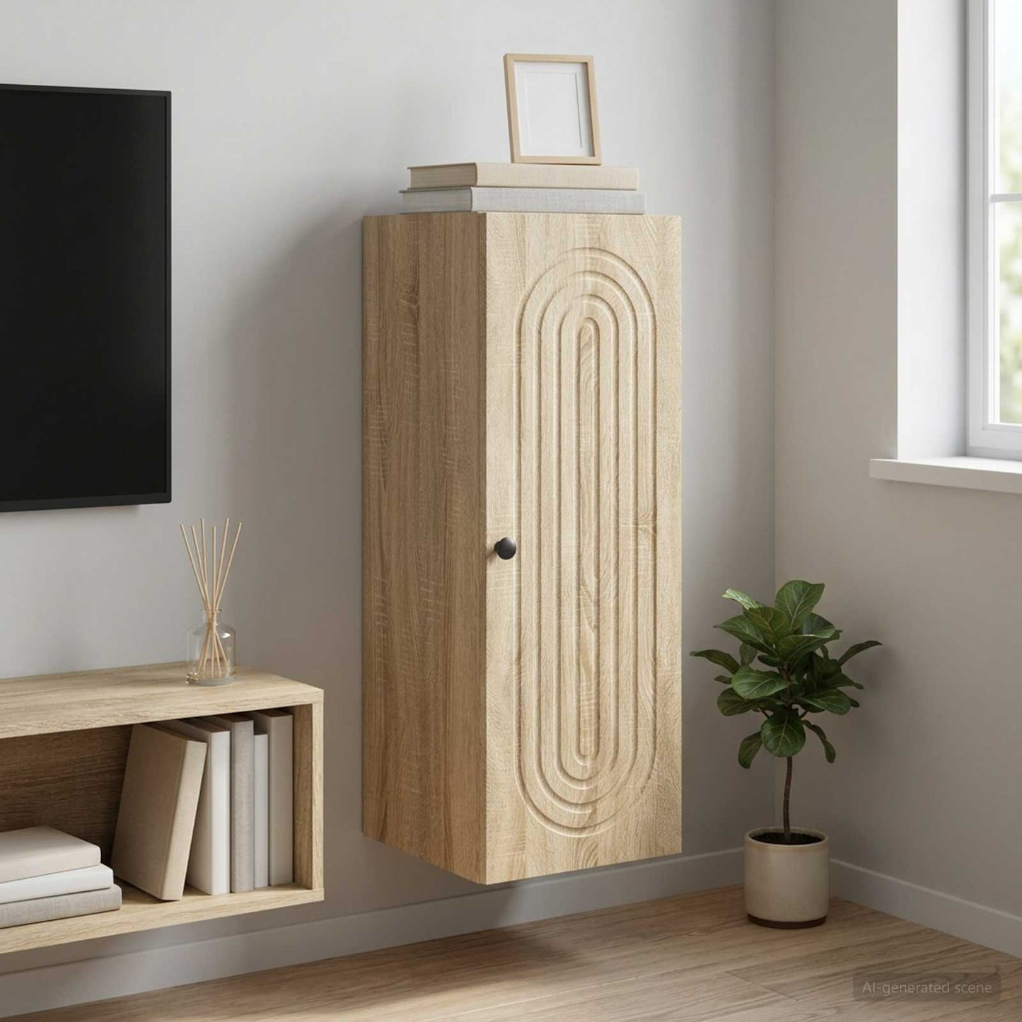 vidaXL Wall-Mounted Cabinet Sonoma Oak 33 x 34.5 x 90 cm