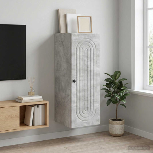 vidaXL Wall-Mounted Cabinet Concrete Grey 33 x 34.5 x 90 cm