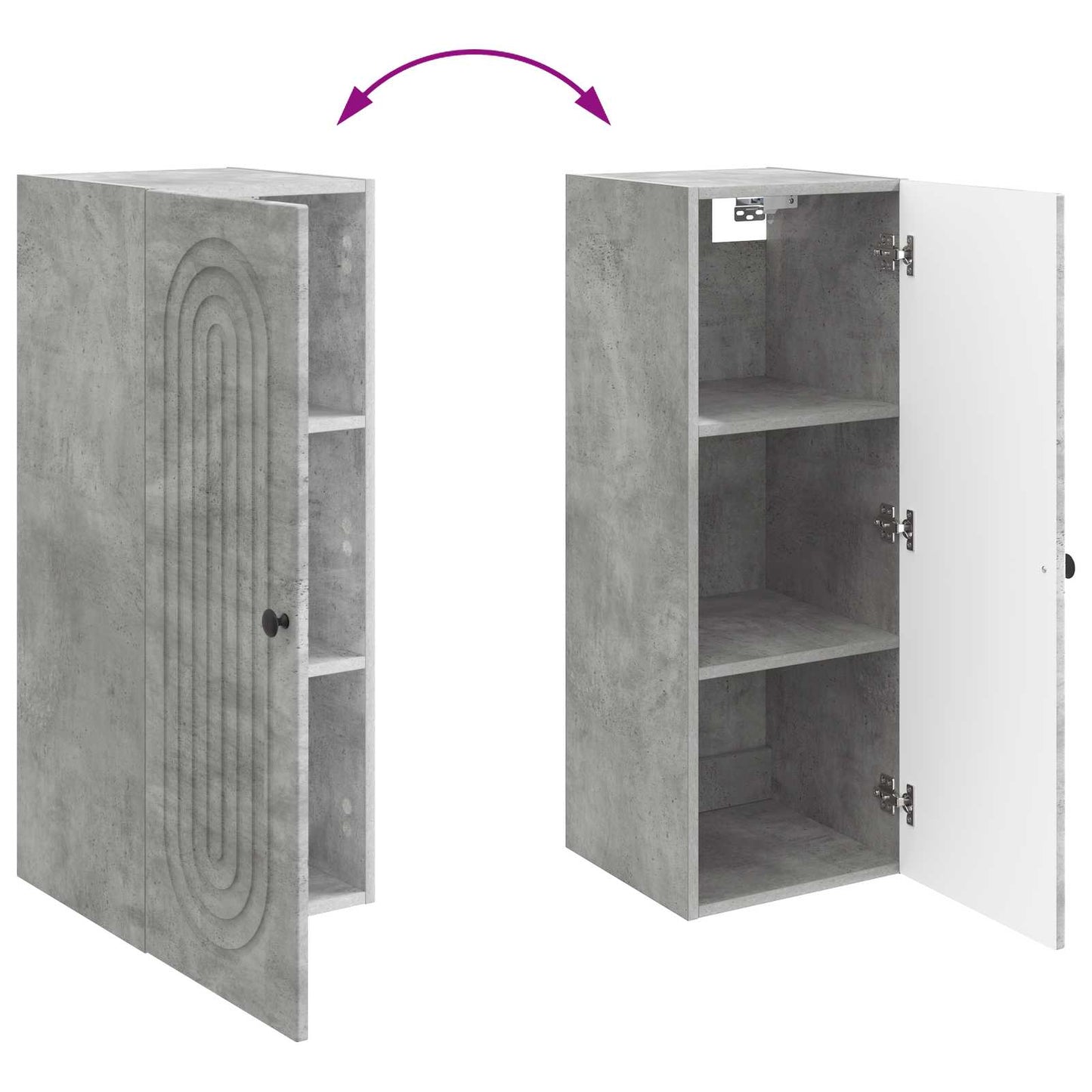 vidaXL Wall-Mounted Cabinet Concrete Grey 33 x 34.5 x 90 cm