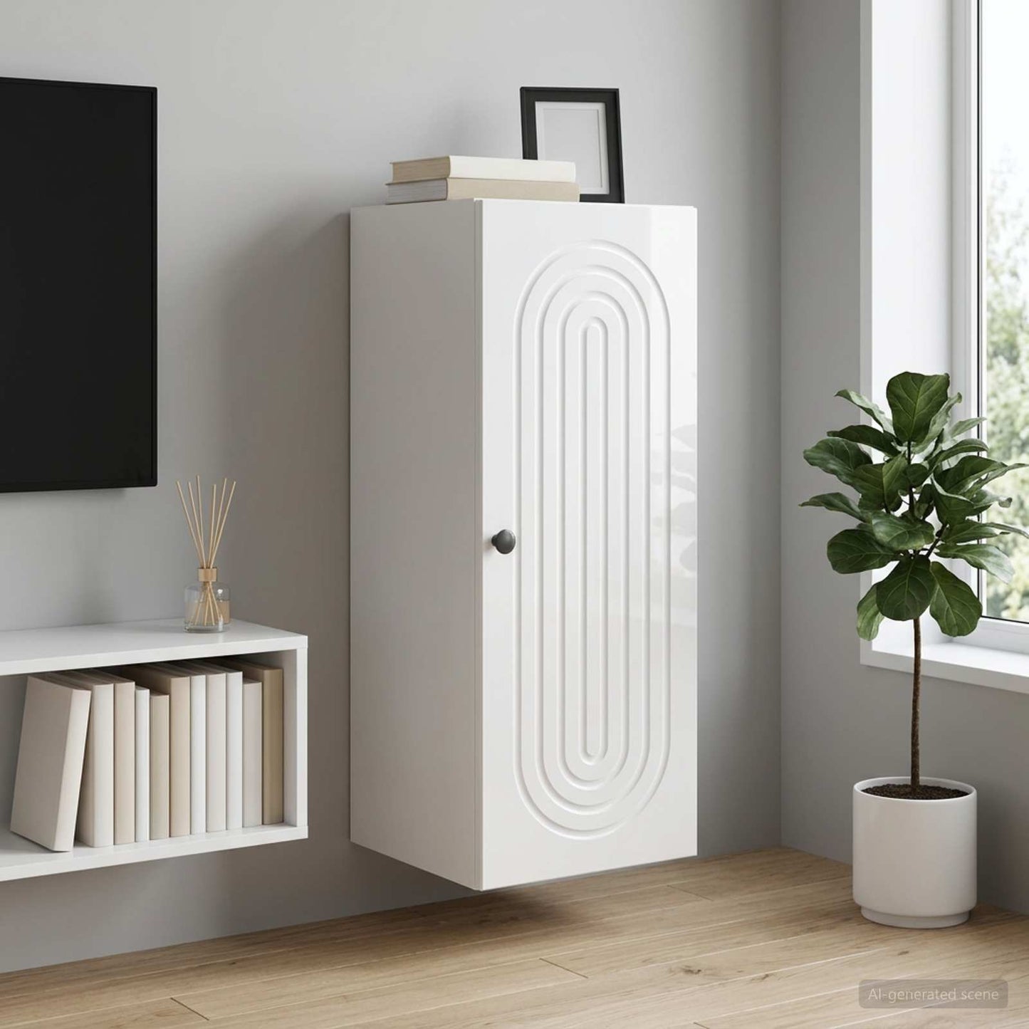 vidaXL Wall-Mounted Cabinet High Gloss White 33 x 34.5 x 90 cm