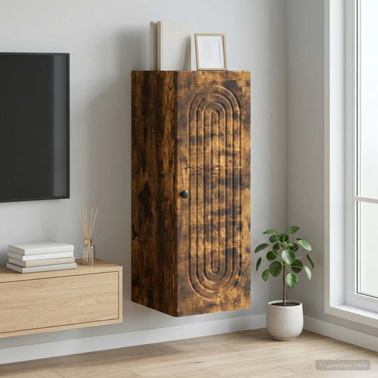 vidaXL Wall-Mounted Cabinet Smoked Oak 33 x 34.5 x 90 cm