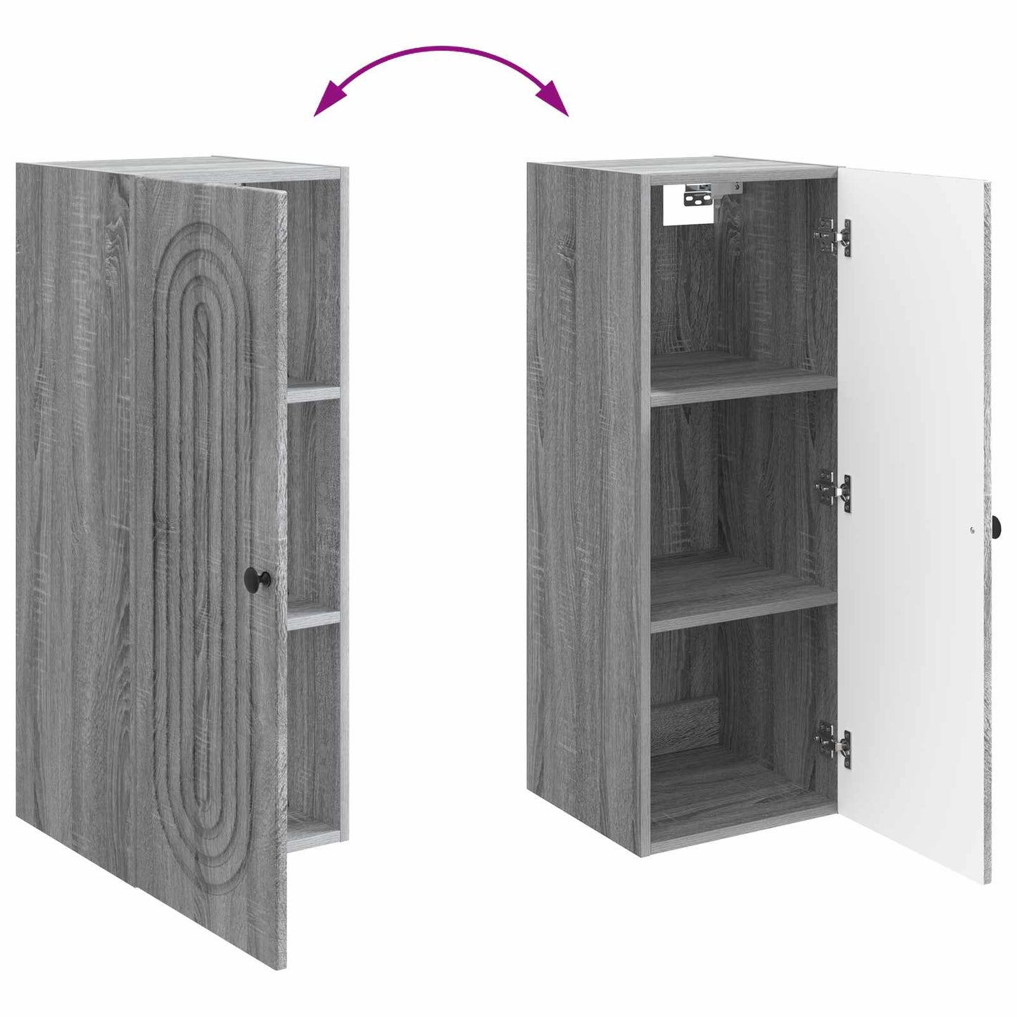 vidaXL Wall-Mounted Cabinet Grey Sonoma 33 x 34.5 x 90 cm