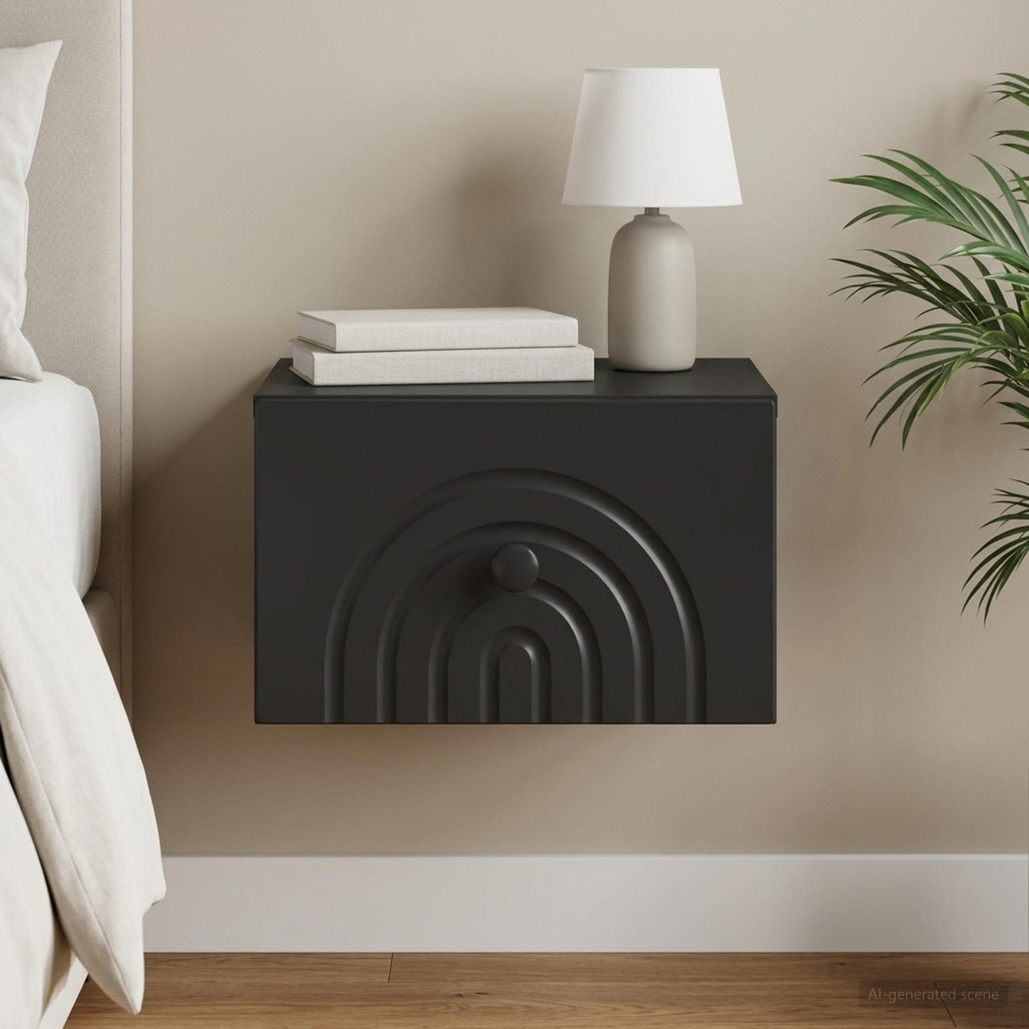 vidaXL Wall-Mounted Bedside Cabinet Black 33 x 34.5 x 20 cm