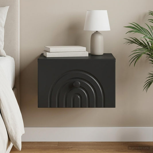 vidaXL Wall-Mounted Bedside Cabinet Black 33 x 34.5 x 20 cm
