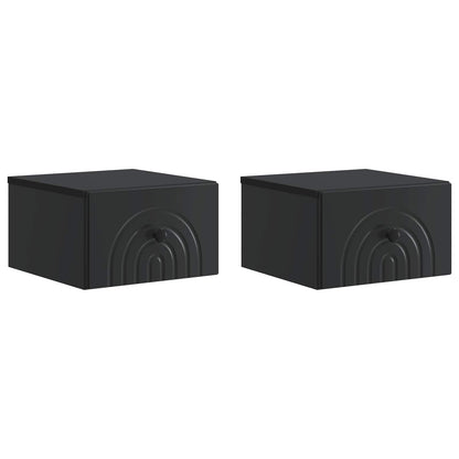 vidaXL Wall-Mounted Bedside Cabinet 2 pcs Black 33 x 34.5 x 20 cm