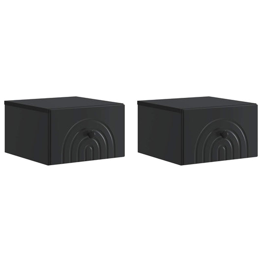 vidaXL Wall-Mounted Bedside Cabinet 2 pcs Black 33 x 34.5 x 20 cm