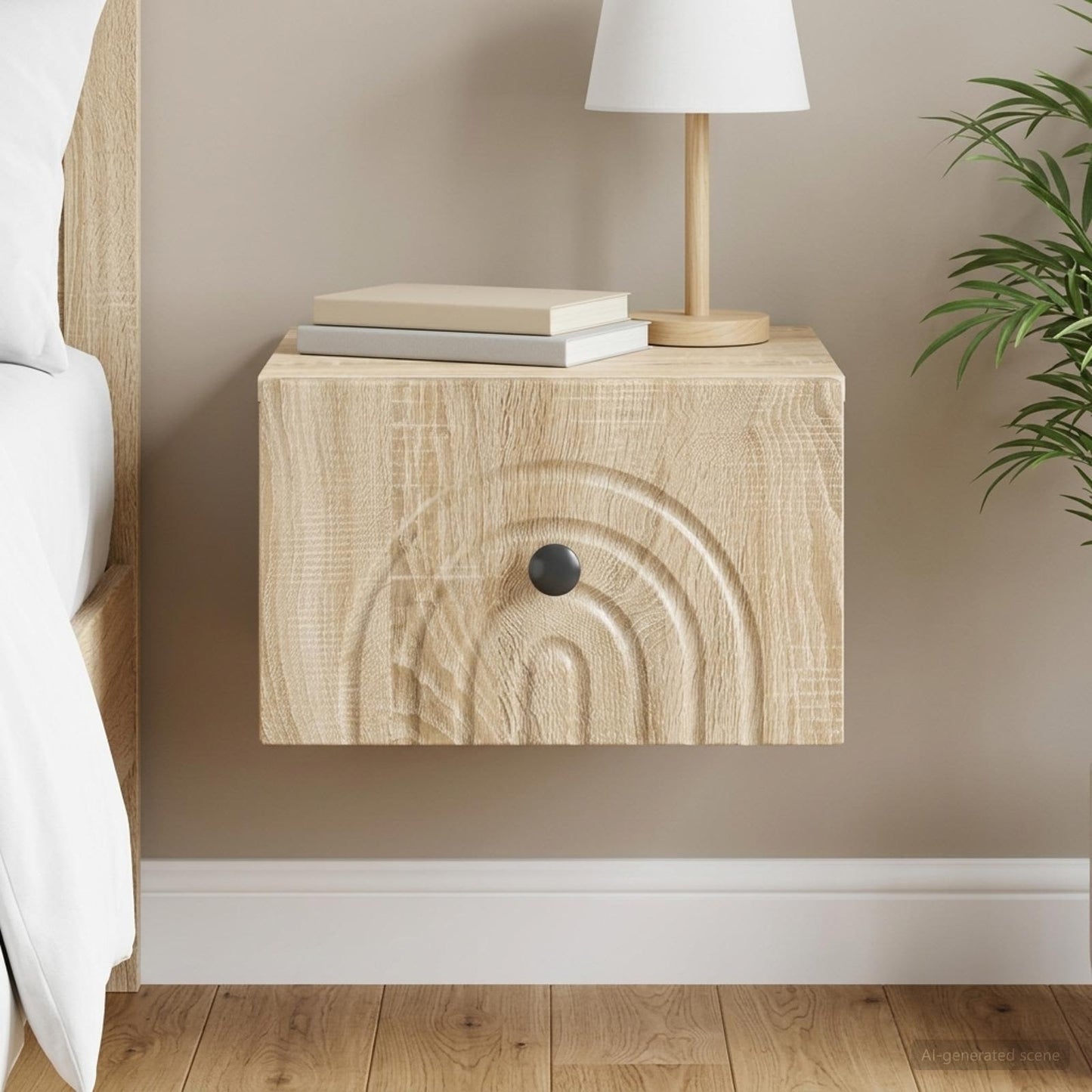 vidaXL Wall-Mounted Bedside Cabinet Sonoma Oak 33 x 34.5 x 20 cm