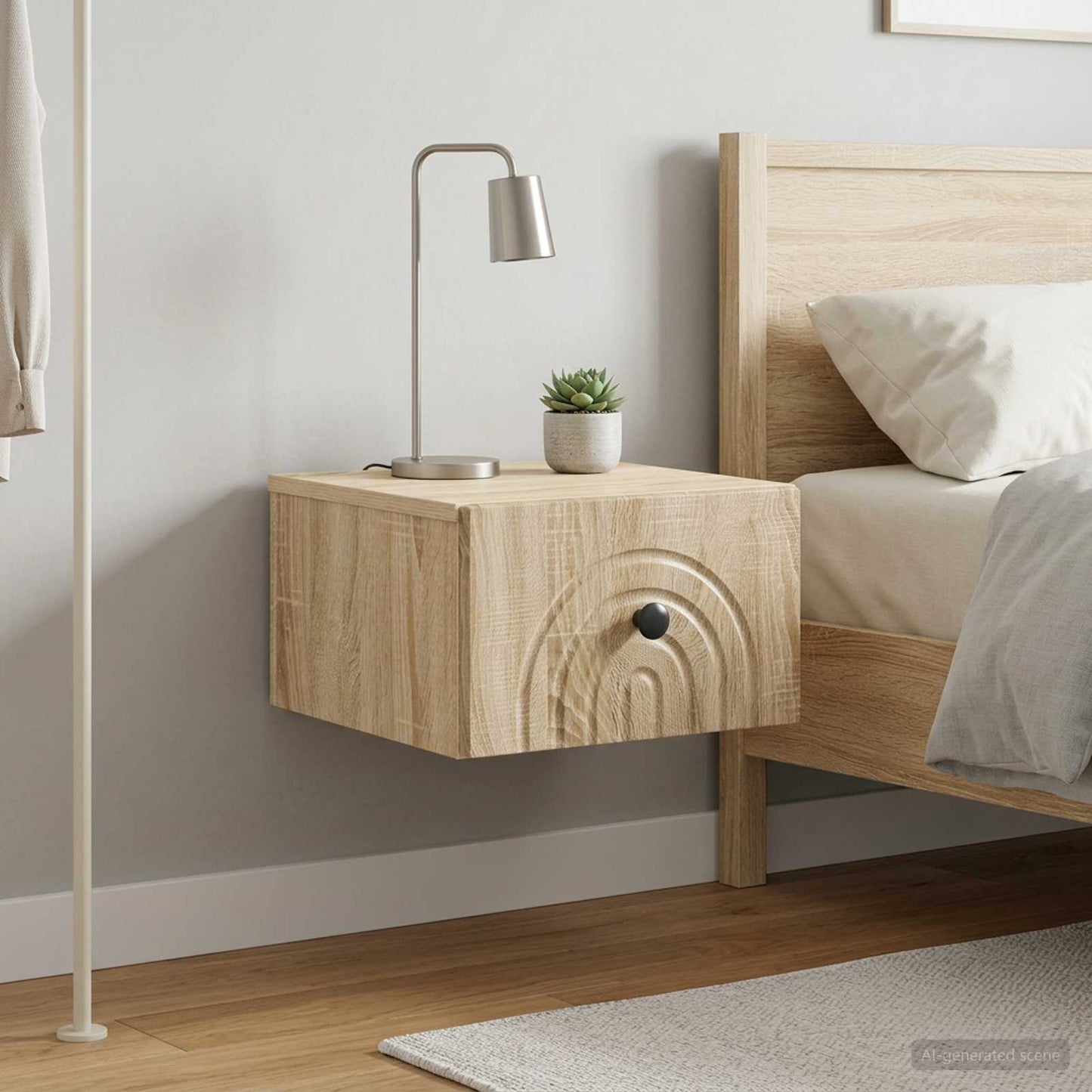 vidaXL Wall-Mounted Bedside Cabinet 2 pcs Sonoma Oak 33 x 34.5 x 20 cm